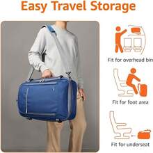 Basics Mochila de viaje de mano, compartimento para portátil, capacidad de 40L, ampliable para un 10% más de espacio, doble uso como mochila y bandolera, 40.1cm x 54.6cm x 21.1cm, azul marino - azul - Ver 5