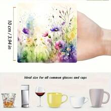 4 posavasos de arte de escritorio con diseños preestablecidos de acuarela creativos, decoración primaveral para el hogar. Sirven para tazas de café, bebidas, té. Base de cilindro de oxígeno para protección y absorción de agua en el escritorio. Esenciales de decoración del hogar y festivos para el escritorio.