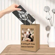 1 Bolsa de regalo personalizada con foto, bolsa de papel floral personalizada, bolsa de recuerdo de alta gama, bolsa de embalaje de regalo para fiesta de San Valentín, bolsa de regalo con nombre personalizado, bolso de mano floral vintage, bolsa de recuerdo de vacaciones, bolsa de regalo para despedida de soltera y dama de honor - Multicolor - Ver 4