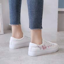 New Spring/Autumn Korean Style Embroidered Pattern Casual Low-Top Flat Sneakers, Women Students Leisure Small White Shoes - Pink - View 4