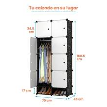 Closet Armable Ropero Zapatero Recamara Organización Rack Moderno Asthetic - Blanco - Ver 2