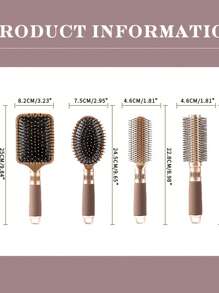1pc Golden Detangling Hair Brush, Anti-Static Smoothing Hair Brush With 4 Styles: Square Air Cushion Brush, Oval Air Cushion Brush, Flat Brush, Curling Brush, Suitable For Women Home Makeup Vanity,Hair Brush,Comb,Hair Tools,Hair Products And Accessories For Barber Salon Beauty Travel Essentials