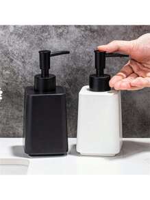 1 frasco de cerâmica para sabonete líquido, frasco com bomba para sabonete líquido de banho vazio, dispensador de loção branco/preto, detergente para louça, spray desinfetante para as mãos, sabonete líquido para o corpo