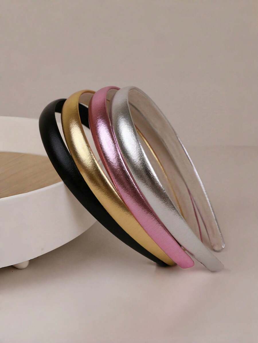 1/20件装欧美新款个性化光滑发箍，复古亮面仿皮头饰，时尚女士1.5/2厘米窄发箍发夹，适合所有季节，适合日常休闲佩戴 - 彩色 - 查看 1