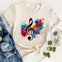 1/2/4 piezas de pegatinas transferibles de notas musicales vibrantes - Termoadhesivas DIY, calcomanías lavables para camisetas, sudaderas, almohadas, vaqueros y bolsas - Diseño abstracto colorido, salpicadura de acuarela, accesorios decorativos | Patrón musical | Transferencia lavable