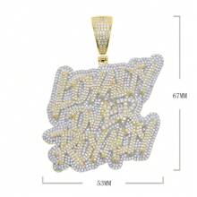 1 Piece Hip Hop Jewelry Loyalty Over Royalty Necklace For Men Iced Out Cubic Zirconia Plated Pendant - Silver - View 5