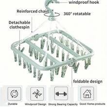 Thickened 32 Clips Multi-Clips Drying Clip Drying Rack Hanger Multipurpose Plastic Clothes Hanger, Home Laundry For Drying Socks