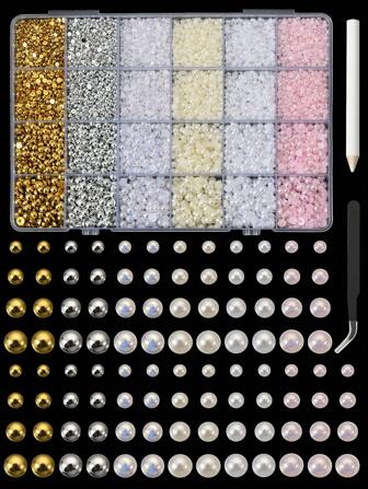1Kit Nail Pearls, 3D Nail Charms, Flatback Pearls For Crafting, Charms For Nails Design Nail Supplies Nails Nail Gems