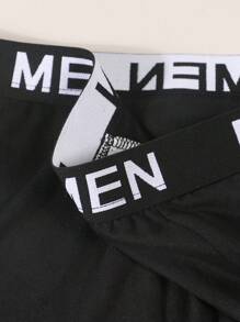 2pcs/Set Men's Simple Fashionable Eye Print Comfortable Breathable Elastic Daily Boxer Briefs - Black - View 9