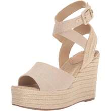 Sam Edelman Sam Edelman Vada Natural Ankle Strap Squared Open Toe Wedge Heeled Sandals