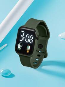 2 piezas/1 pieza Nuevo reloj electrónico digital cuadrado con pantalla LED para dama, diseño de astronauta y avión, correa con hebilla, reloj de pareja de moda minimalista, adecuado para San Valentín, Halloween, Navidad, regalos para amigos, mejores regalos de cumpleaños y uso diario - Multicolor - Ver 6