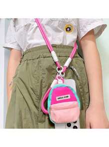 3 chiếc Ba lô mini sáng tạo màu hồng, ví đựng tiền xu, túi đeo chéo, dây đeo, móc khóa ba lô nhỏ, giá đựng tai nghe, túi đựng CCD, móc khóa, ốp điện thoại, dây đeo cổ tay, dây đeo dài - Dễ thương cho trẻ em và học sinh - 3 túi bột + dây ngắn + dây dài - Xem 3