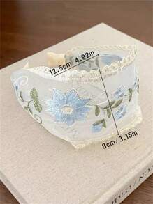 3pcs Women Elegant Floral Embroidered Mesh, White Lace Trim, Wide Headband, Bang Decoration Hair Accessory, Suitable For Everyday, Party, Vacation, Boho Style - Multicolor - View 4