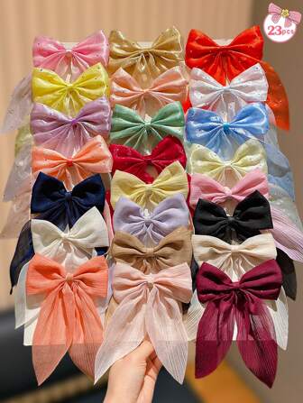 23pcs Soft Bowknot Hair Clips - Suitable For Dates, Commuting And Various Occasions
