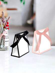 10pcs/5pcs/1pc Minimalist High-End Hepburn Bow Gift Box, Wedding Favours Packaging Bag, White/Black/Pink Tie Scarf Mini Gift Box, Jewelry Gift Box, Suitable For Birthday Party, Wedding Season, Father's Day, Back To School, Teacher's Day, Daily And Holiday Parties