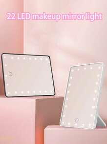 1 Piece Of 22LED Square Makeup Mirror Light, White/Black/Pink Three Color Options, White 22LED, Powered By 4 * AA Batteries, Suitable For Makeup Fill Light, Portable Dormitory Bedroom Desktop Vanity Mirror With Light (Battery Not Included)