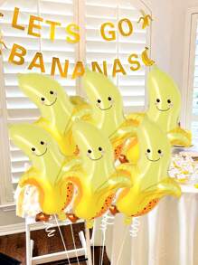 6 件香蕉形铝箔气球，适用于香蕉主题派对装饰、生日、迎婴派对、夏季水果主题活动 - 彩色 - 查看 8