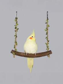 1 pieza Columpio de vid para loro, disponible en dos tamaños (15cm, 18cm), columpio con diseño de Peony Feng Huang Tiger para que trepe y raspe, suministros inteligentes para aves, accesorios para jaula de pájaros, juguete para loros (madera natural crecida en varias formas, algunas curvas, otras rectas)