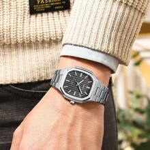 CURREN 男士经典休闲防水不锈钢方形腕表，一份绝佳礼物 - 彩色 - 查看 8