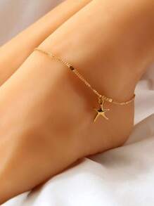 1pc Fashionable Minimalist Pentagram Pendant Anklet, Versatile Daily Wear Elegant Gift For Men & Women