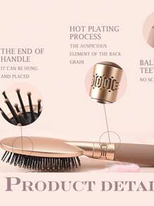 1pc Golden Detangling Hair Brush, Anti-Static Smoothing Hair Brush With 4 Styles: Square Air Cushion Brush, Oval Air Cushion Brush, Flat Brush, Curling Brush, Suitable For Women Home Makeup Vanity,Hair Brush,Comb,Hair Tools,Hair Products And Accessories For Barber Salon Beauty Travel Essentials