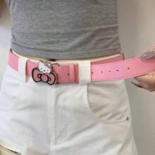 Sanrio 1 pièce Ceinture de taille rose avec décoration nœud Hello chat Sanrio, ceinture de taille style bande dessinée chaîne de pantalon
