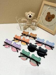 Multiple/1 Pc Cute Cartoon Bear Fashionable Eyeglasses, Suitable For Daily Accessorizing, Outing And Travel - Multicolor - View 2