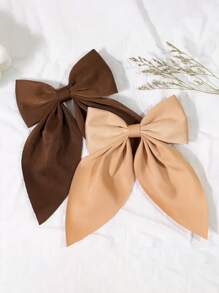 1/10个随机颜色大蝴蝶结发夹，柔软长尾蝴蝶结发卡，复古金属丝绸发夹，优雅发饰，送给女孩的绝佳礼物，爪夹，头部饰品，发卡 - 彩色 - 查看 6