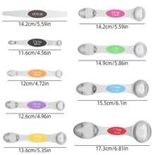 不锈钢磁性量匙套装，带磁铁，重型金属厨房小工具，适用于烘焙和烹饪，适合大多数厨房调味罐，9 件套，带调平器，黑色 - 彩色 - 查看 11