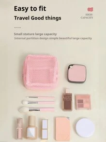 1 件迷你化妆包，时尚化妆品旅行箱收纳袋，适用于女士/女孩女孩卫生巾，大容量便携式网眼化妆包，口红收纳袋，网袋，最佳生日礼物，情人节礼物，妇女节礼物，适用于假日海滩，浴室收藏，卧室收藏，大容量