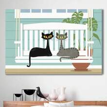 Framed 1 Pc Energetic Elephant Wooden Framed Canvas Painting , Wall Art Prints Poster Direct Hanging Wall Picture Decor For Home Gifts, Living Room, Bathroom, Bedroom, Kitchen - 框架 - 查看 1