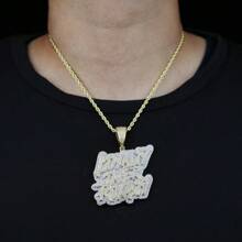 1 Piece Hip Hop Jewelry Loyalty Over Royalty Necklace For Men Iced Out Cubic Zirconia Plated Pendant - Silver - View 6