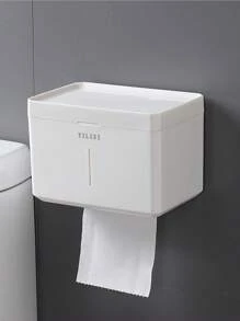 1 件无孔壁挂式纸巾盒，北欧风格多功能纸巾收纳盒，浴室卷纸机，杂物收纳架浴室装饰秋季装饰 - 白色 - 查看 8