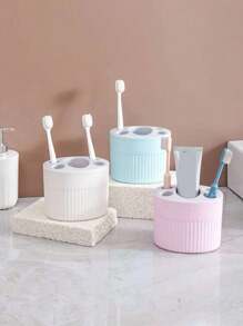 1pc Toothbrush Holder, Household Desktop Toothbrush And Toothpaste Storage Rack, Can Be Used For Toilet Toothpaste And Toothbrush Storage Bathroom Decor Fall Decor Back To School