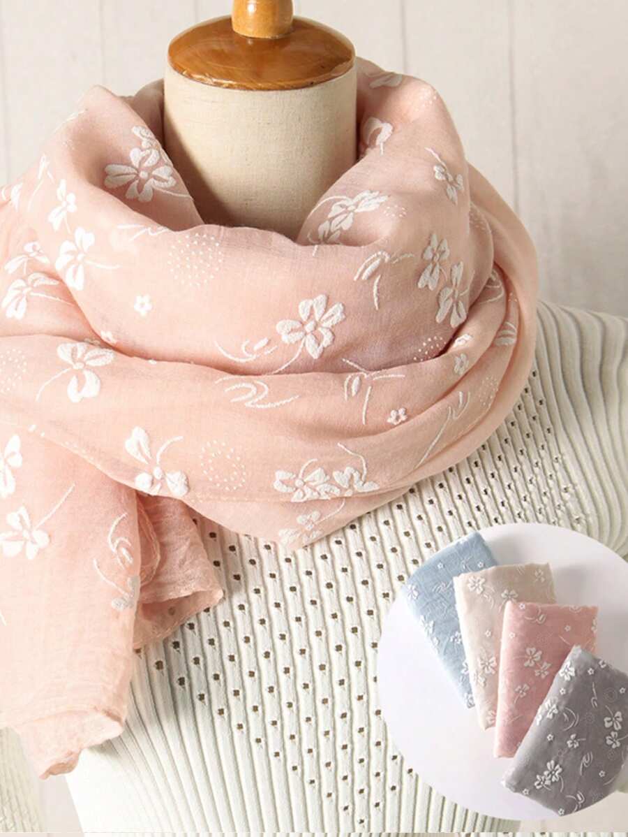 1 chiếc khăn choàng nữ màu trơn, chất liệu jacquard, thời trang và thanh lịch, có thể dùng làm khăn trùm đầu, khăn choàng hàng ngày/buổi tối, khăn che nắng khi đi du lịch và quà tặng ngày lễ.