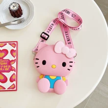 SANRIO 1pc Hello Kitty Silicone Crossbody Pouch, Featuring Japanese-Style Animal Print Design, Water-Resistant, Adjustable Strap And Zipper Closure, Suitable For Outdoor Activities And Machine Washable - Multicolor - View 15
