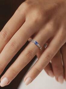 1pc Elegant Casual Red Heart Zirconia Ring For Women, S925 Silver Material, Women's Jewelry Gift, Birthday Gift, Party Gift - Ring - View 3