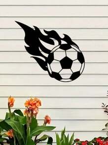 1 件创意足球镂空金属墙饰 - 铁质轮廓，适用于客厅和卧室、家居装饰工艺品、房间装饰、墙壁装饰 - 黑色 - 查看 1