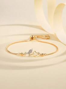 1-Piece Teen Girls' Gold Butterfly & Heart Charm Bracelet Hypoallergenic Adjustable Cute Jewelry For Birthdays, Graduation & Valentine's Day Gifts