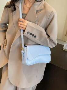 时尚女士日常休闲单肩包 - 藍色 - 查看 4