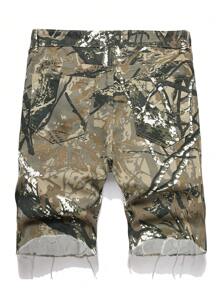 Men's Simple Ripped Denim Shorts Jorts, Fashionable For Summer