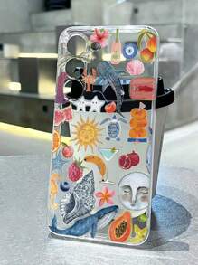 Funda de teléfono de verano 1 pieza con ilustración de playa perforada, transparente, con pintura de comida, gruesa y a prueba de golpes, compatible con iPhone 16/16Pro/16Plus/16ProMax/15ProMax, iPhone 13, P11, P12, XS.XR/7&8, S25, S25Plus, S25Ultra, A50, A12, A32, A52, A72, A51, A21S, A13, A14, S22Ultra, S23, A33, A53, S20FE, Mini 11, 12Pro, 12/12X, Note 11, 9A, 9C, Polox3NFC, Redmi 10, 9, Note 9, 12C, Note 11Pro, Redmi 10C, Note 8Pro