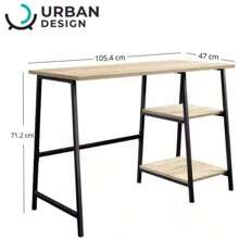 Escritorio Minimalista con Repisas – Escritorio Repisas Abiertas – Escritorio Moderno – Madera Ecológica MDP – Acabados en Melamina y Acero – Resistente, Funcional y Práctico