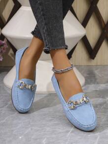 2025 Nuovi arrivi primaverili da donna, , mocassini eleganti con catena dorata, leggeri, comodi e versatili, scarpe piatte in gomma