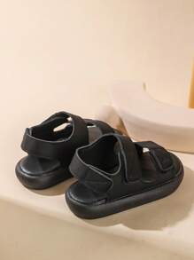 1 双经典男女款幼儿凉鞋，百搭简约平底休闲鞋 - 黑色 - 查看 3