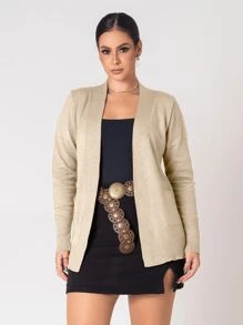 Women's Winter Knitted Cardigan Coat With Pocket - Màu be - Xem 6