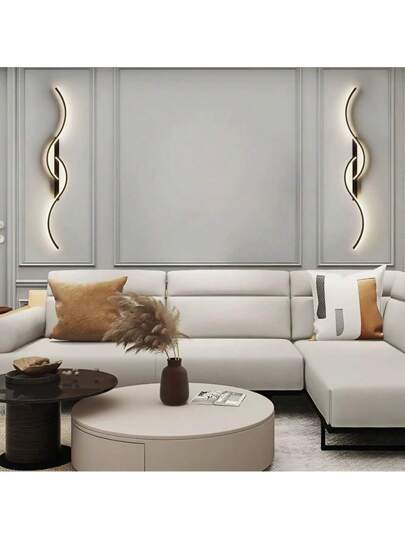 Moderne LED Wand Lamp Home Fixtures Minimalist Linear Sconces ation Simplicity Lights Luxe Cool White/Warm Wit 5500 6000K/2700 3500K Aluminium/Silica Gel Lamps Light/Warm Verlichting Living Room Bedroom Bedside Hallway Aisle Coffee Shops Farmho Cloakroom Corridor Office Entrance Zwart Goud Long Indoor Lighting ative view 7