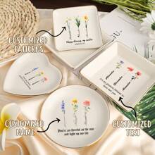 1PC Personalized Birth Flower Jewelry Dish, If Sister Were Flowers I'd Pick You, Best Friend Gift, Birthday Gift For Bestie, Christmas Gift Back To School - White Gold - View 10