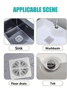 50pcs Anti-Clogging Drain Filter, Hair Catcher For Shower And Bathtub, Easy Install Drain Filters Stickers, Disposable Drain Cover For Kitchen Sink And Laundry Room, Effectively Block Hair And Prevent Bugs Home Bathroom Decor Fall Decor Back To School - Multicolor - View 5