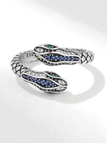 1 件新款可调节蛇形戒指，经典时尚的日常配饰 - 銀色 - 查看 2